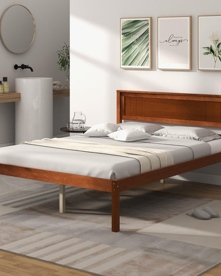 Giantex Wood Full Platform Bed with Headboard