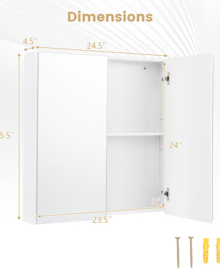 Giantex Medicine Cabinet, 24.5" x 25.5" Bathroom Wall Cabinet with 2 Mirror Door