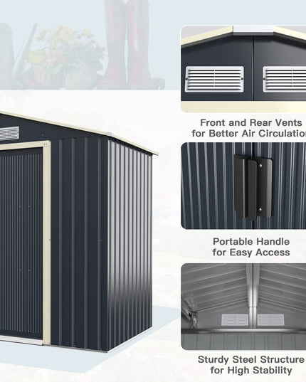 Outdoor Storage Shed with Double Sliding Door