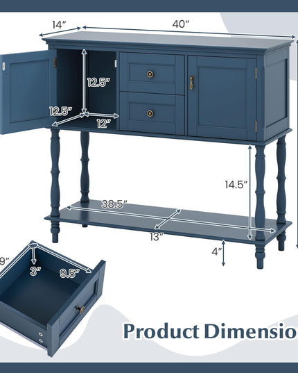 GIANTEX Narrow Console Table with 2 Drawers & 2 Door Cabinets