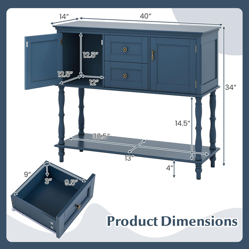 GIANTEX Narrow Console Table with 2 Drawers & 2 Door Cabinets