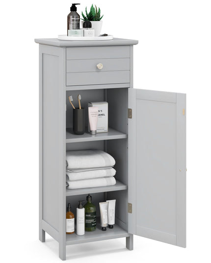 Bathroom Floor Storage Cabinet with Adjustable Shelf & Large Drawer