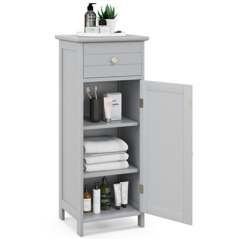 Bathroom Floor Storage Cabinet with Adjustable Shelf & Large Drawer