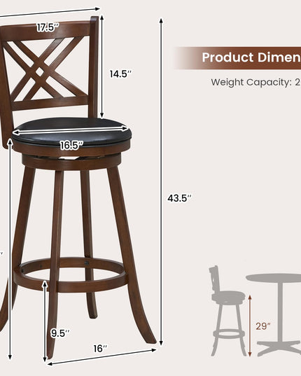 360° Swivel Barstools Set of 2 - Giantex