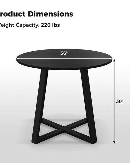 Giantex Round Dining Table, 36” Kitchen Table with Pedestal Base, Solid Rubber Wood Frame, Load 220 lbs
