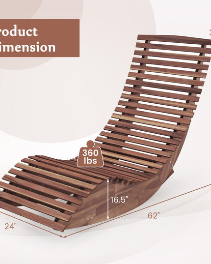 Giantex Outdoor Chaise Lounge Chair - Acacia Wood Outdoor Lounger, Patio Lounge Chair with Slatted Design