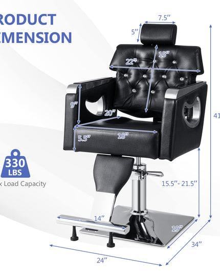 Giantex Barber Chair, Height Adjustable Heavy Duty Hydraulic Pump