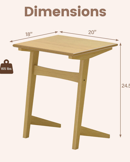 Giantex C-Shaped End Table | Wooden Sofa Side Table w/Solid Rubber Wood Frame (1/2)