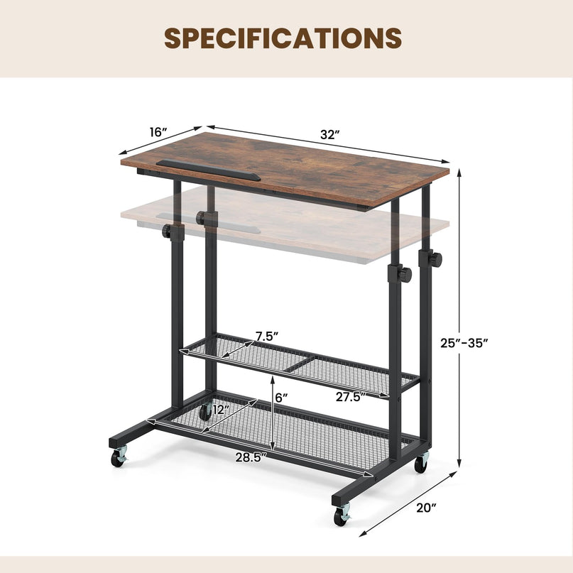 Giantex Mobile Standing Desk for Small Space