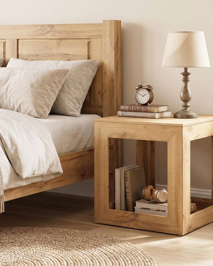 GIANTEX 20" Farmhouse End Table with 2-Tier Storage Shelf (1/2)