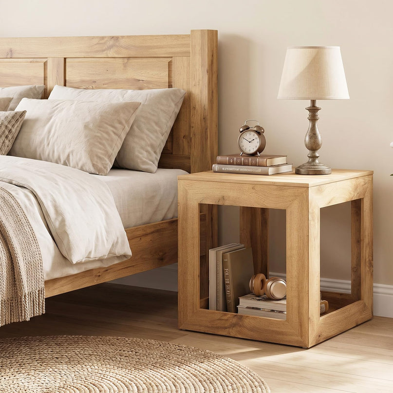 GIANTEX 20" Farmhouse End Table with 2-Tier Storage Shelf (1/2)