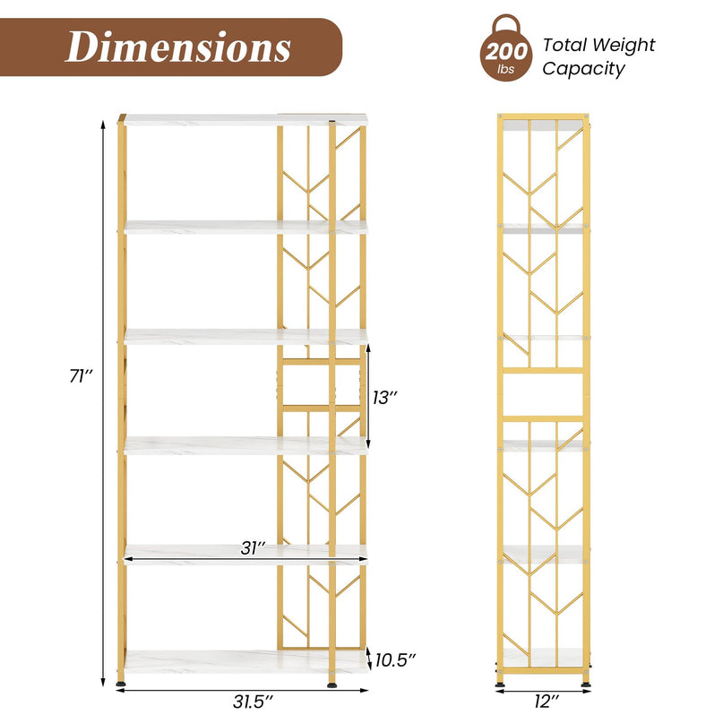 Giantex 6-Tier Bookshelf Modern Geometric Bookcase