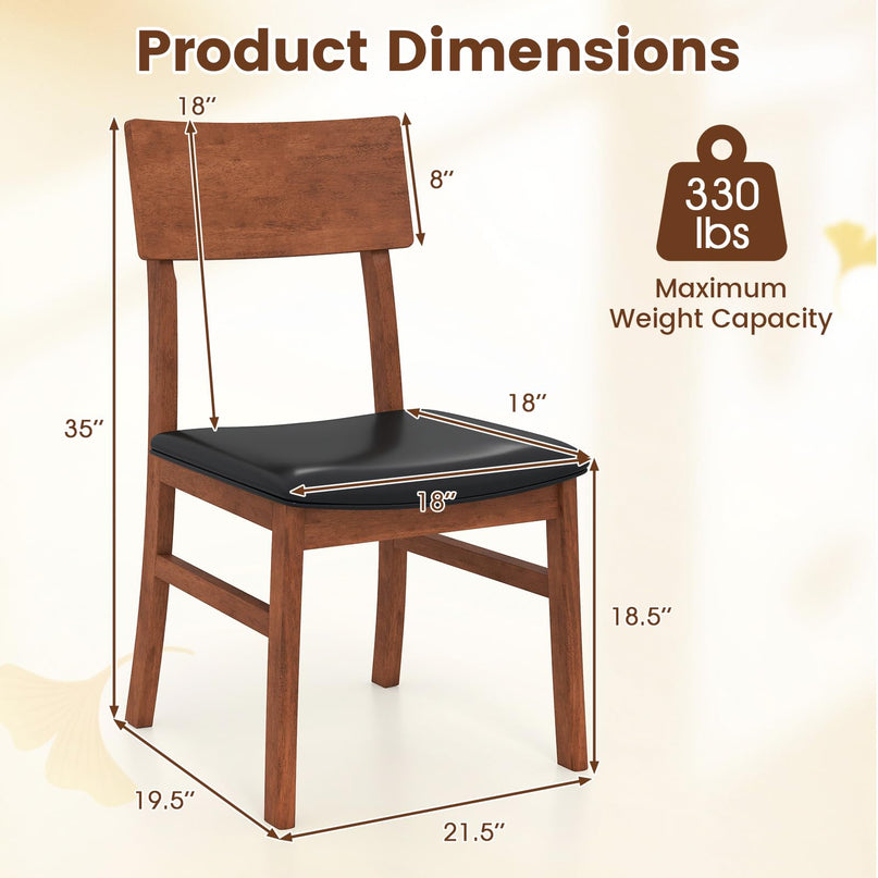 Giantex Wooden Dining Chairs Set of 2/4 for Dining Room