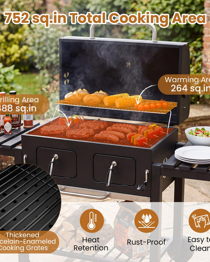Giantex 752 sq.in Extra-Large BBQ Grill with Wheels