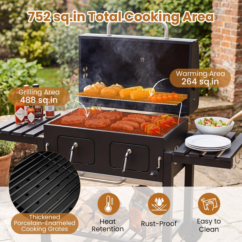 Giantex 752 sq.in Extra-Large BBQ Grill with Wheels