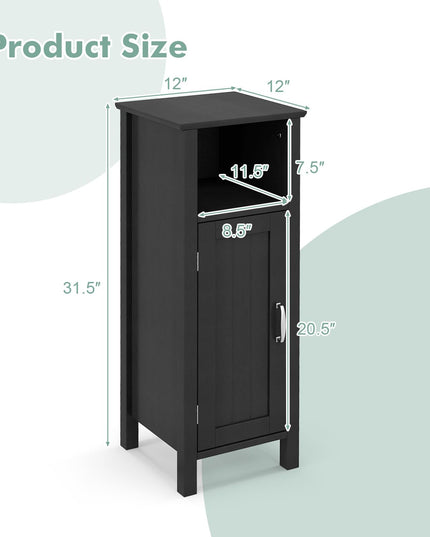Giantex Narrow Bathroom Storage Cabinet - Corner Unit with Open Compartment, Adjustable Shelf