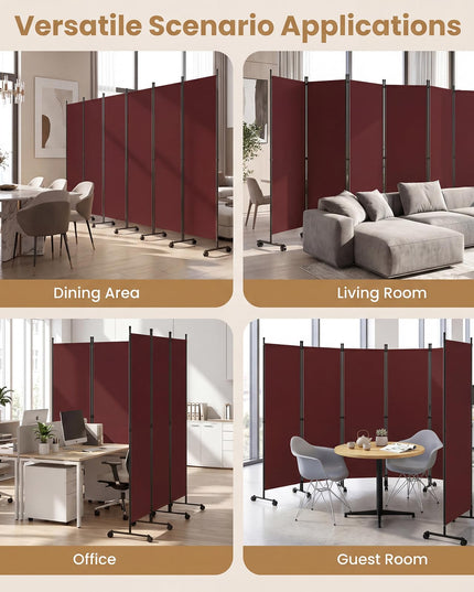 Giantex 6 Panel Folding Room Divider on Wheels