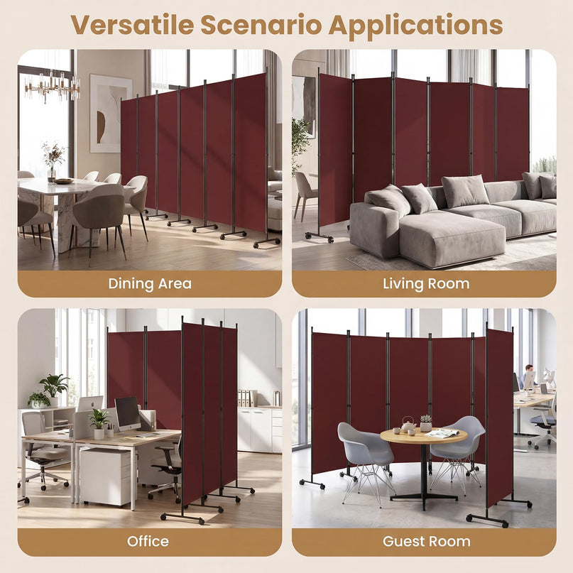 Giantex 6 Panel Folding Room Divider on Wheels