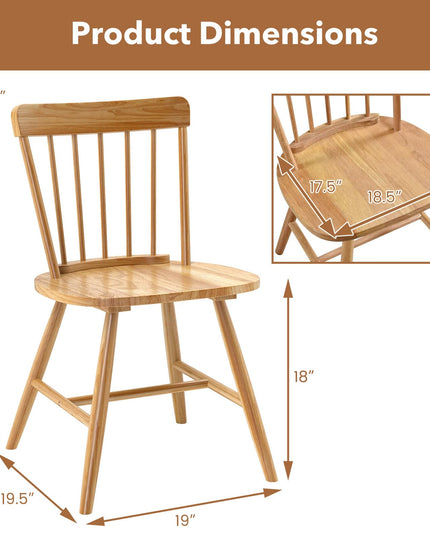 Giantex Windsor Dining Chairs Set of 2/4, Farmhouse Kitchen Chairs w/Rubber Wood Frame, Elegant Hollowed Backrest