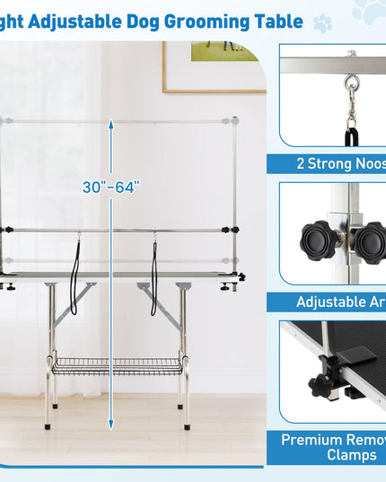 Giantex 47'' Dog Grooming Table with Adjustable Arm & 2 Nooses
