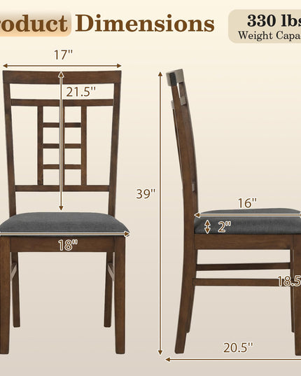 Giantex Farmhouse Kitchen Chairs with Upholstered Cushioned Seat and Lattice Back
