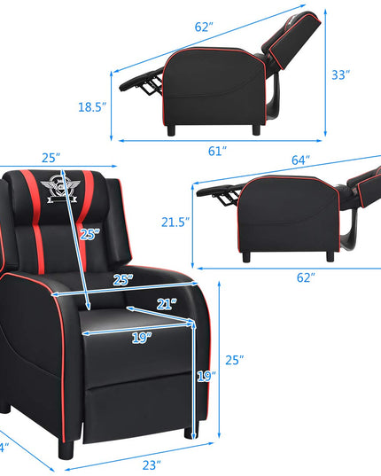 Gaming Recliner Chair, Racing Style Single Recliner Sofa - Giantex
