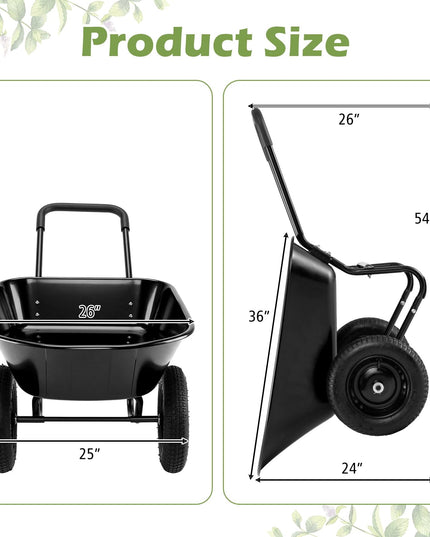 Chariot de jardin à deux roues Giantex – Brouette robuste de 150 kg