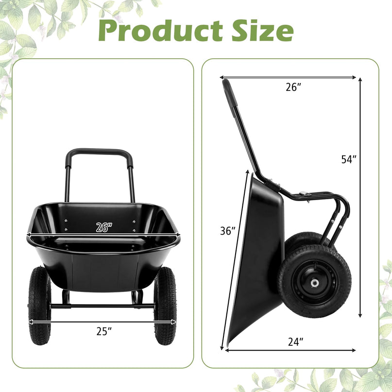 Giantex Dual-Wheel Garden Cart  330LBS Heavy Duty Wheelbarrow