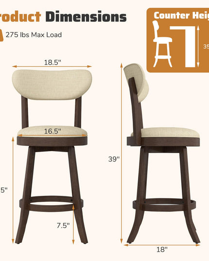 Giantex Swivel Bar Stools Set of 2/4 for Kitchen Island