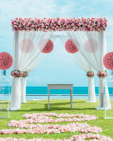 Giantex 2 PCS Artificial Plant Topiary Ball, 17.5'' Pink Faux Eucalyptus Decorative Balls for Wedding Home Decor