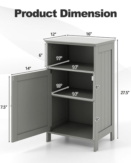 Giantex Bathroom Floor Storage Cabinet - Side Cabinet with Open Compartment, 3-Position Adjustable Shelf