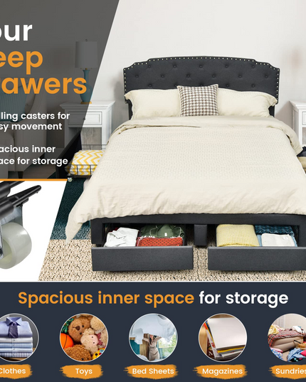 Giantex Upholstered Platform Bed Frame