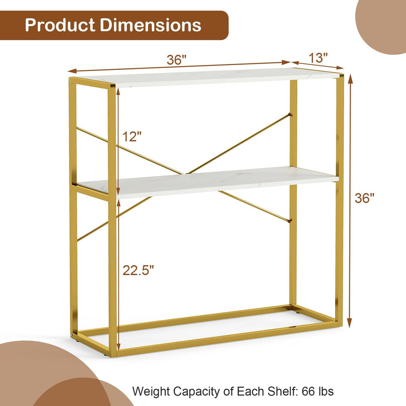 Giantex 36" Console Table with Open Storage Display Shelves and Heavy Duty Metal Frame