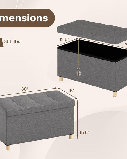 Giantex Storage Ottoman Bench with Tray Lid（38.1D x 76.2W x 39.4H cm）