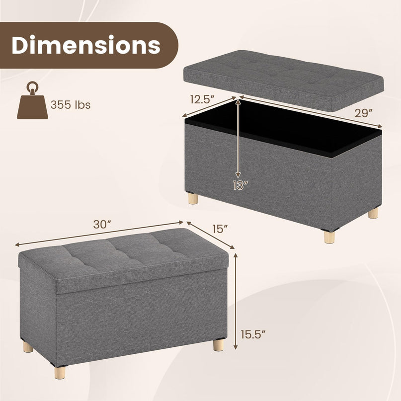 Giantex Storage Ottoman Bench with Tray Lid（38.1D x 76.2W x 39.4H cm）