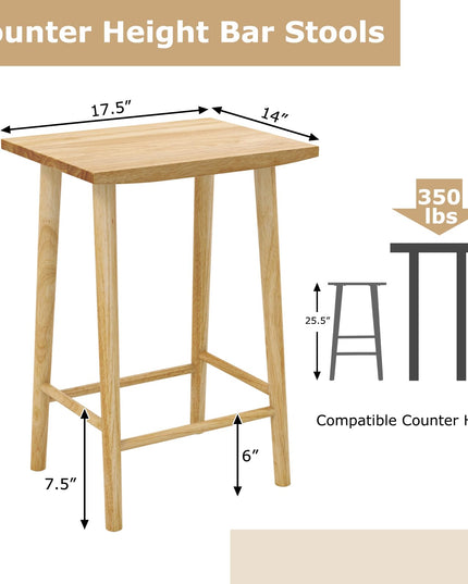 Giantex 25.5" Wooden Bar Stools Set of 2/4, Farmhouse Backless Counter Height Bar Stools with Footrest