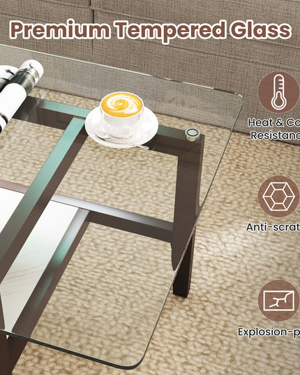 Giantex 42 Inch Glass Coffee Table