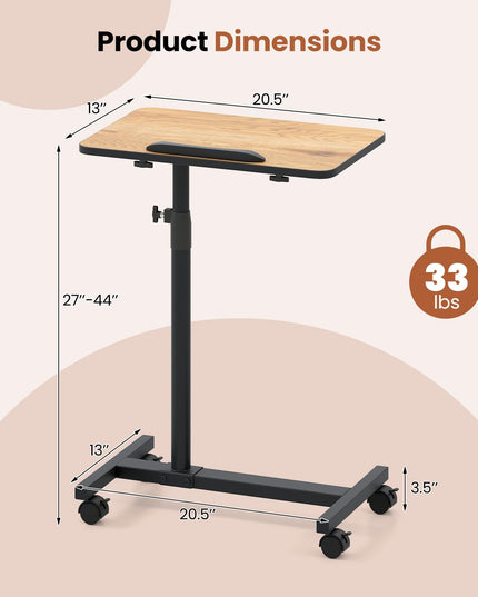 Table de lit Giantex avec roues Table de chevet médicale réglable