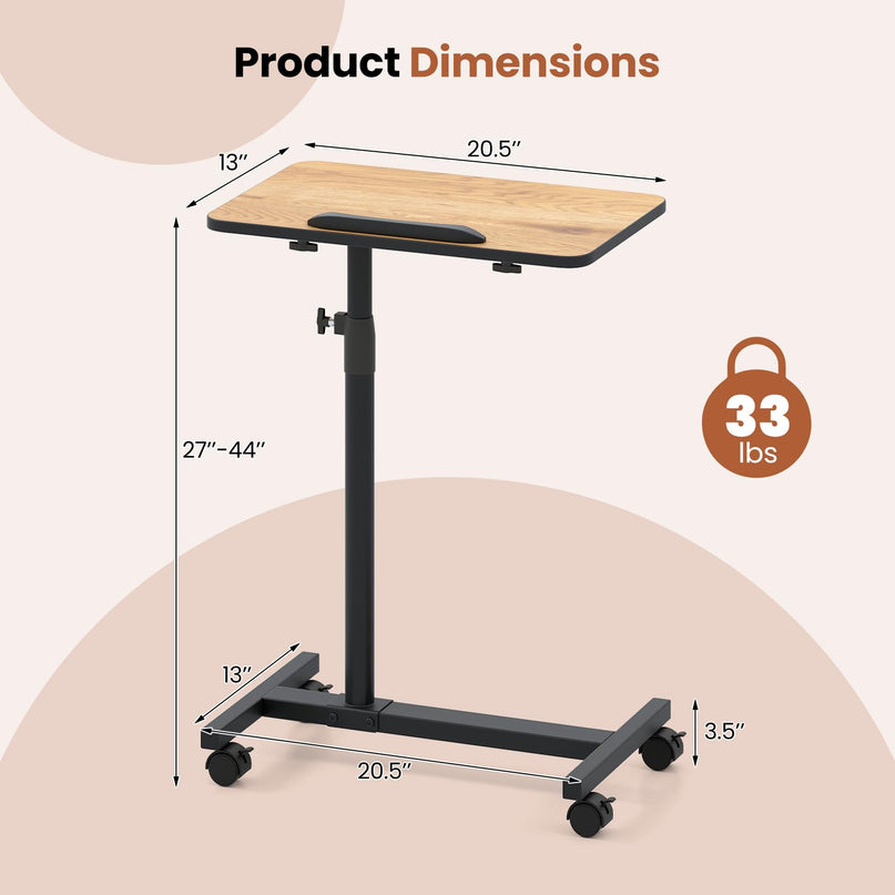Giantex Overbed Table with Wheels Medical Adjustable Bedside Table