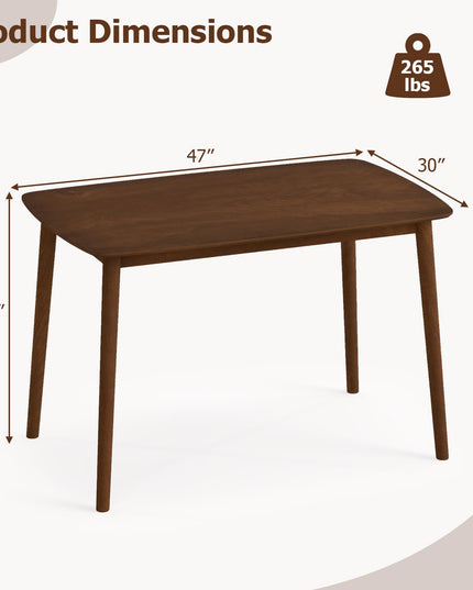 Giantex 47” Kitchen Table with Solid Rubber Wood Frame