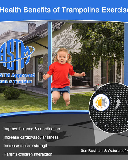 Giantex 8Ft 10Ft 12Ft 14Ft 15Ft 16Ft ASTM Certified Approved Recreational Trampolines
