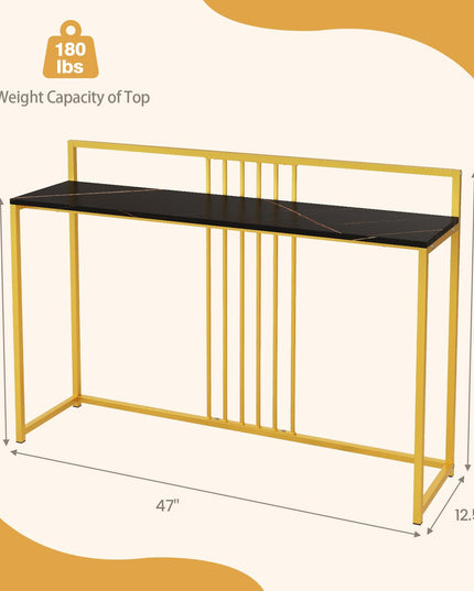 Giantex 47" Entryway Console Table - Narrow Hallway Table w/Sturdy Gold Metal Frame, Anti-Tipping Kits