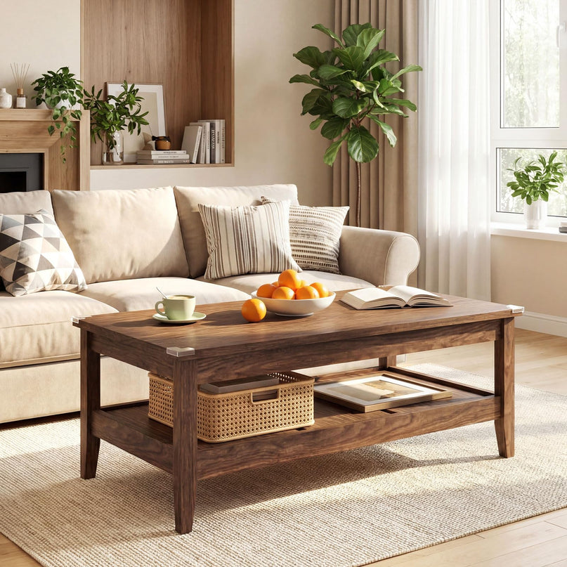 Giantex Mid Century Modern Coffee Table 47" Wood Center Table