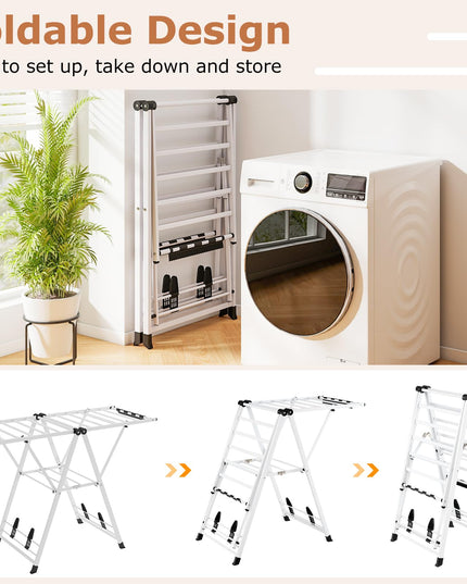 Giantex Clothes Drying Rack Foldable Metal Laundry Drying Rack（ 55.5"L x 39"-58"H）
