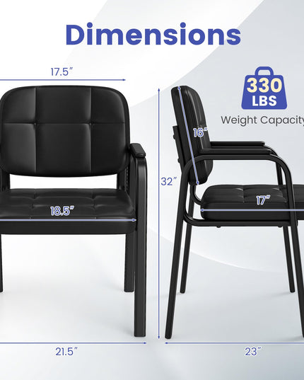 Fauteuils de réception de bureau en cuir Giantex avec accoudoirs rembourrés
