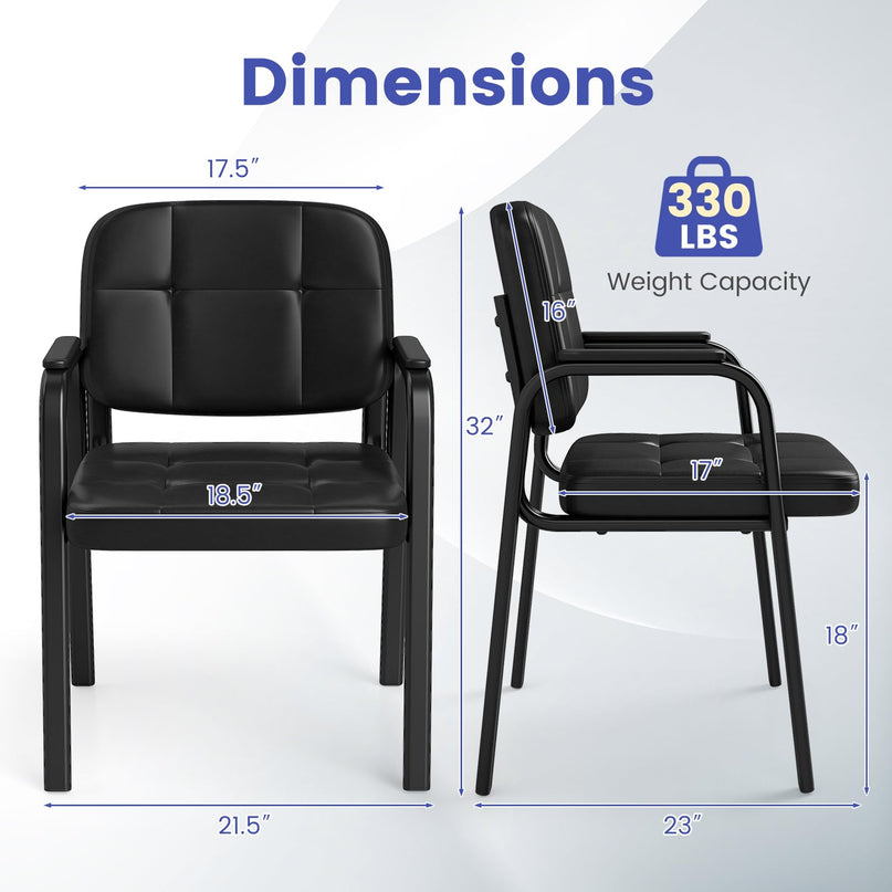Fauteuils de réception de bureau en cuir Giantex avec accoudoirs rembourrés