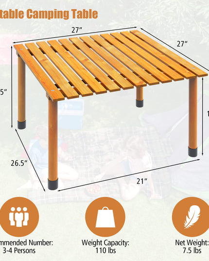Giantex Portable Camping Table, Folding Picnic Table with Carrying Bag & Roll-up Tabletop