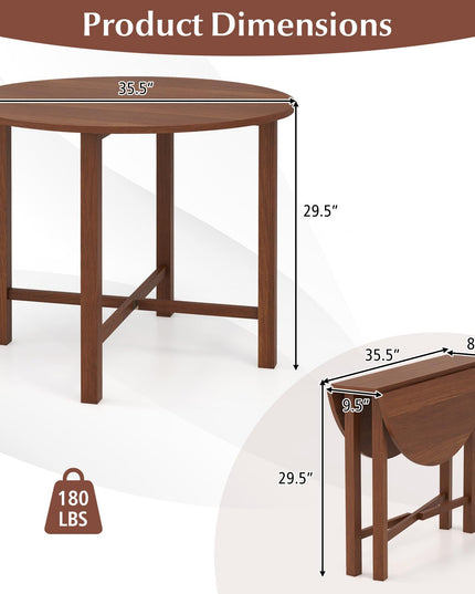 Giantex 35.5” Round Dining Table, Folding Kitchen Table for Small Spaces