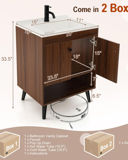 Giantex Bathroom Vanities with Vessel Sink - Bathroom Sink Cabinet with Doors