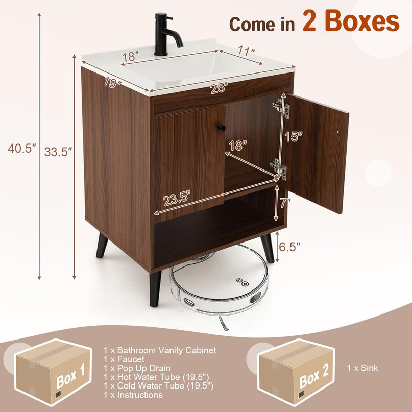 Giantex Bathroom Vanities with Vessel Sink - Bathroom Sink Cabinet with Doors